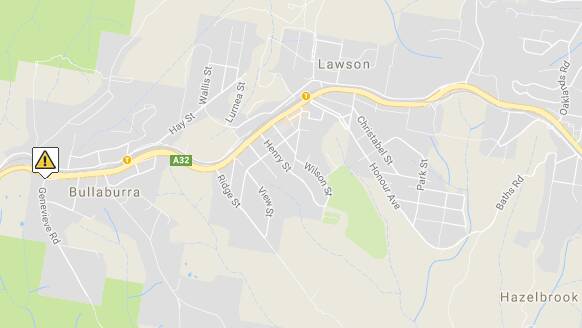 A map of where the accident occurred near Bullaburra on Tuesday. Picture: Live Traffic NSW