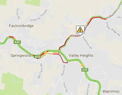 A map of where the accident occurred on Hawkesbury Road on Tuesday afternoon. Picture: Live Traffic NSW