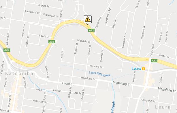 A map of where the accident occurred on the Great Western Highway near Leura on Tuesday afternoon. Picture: Live Traffic NSW