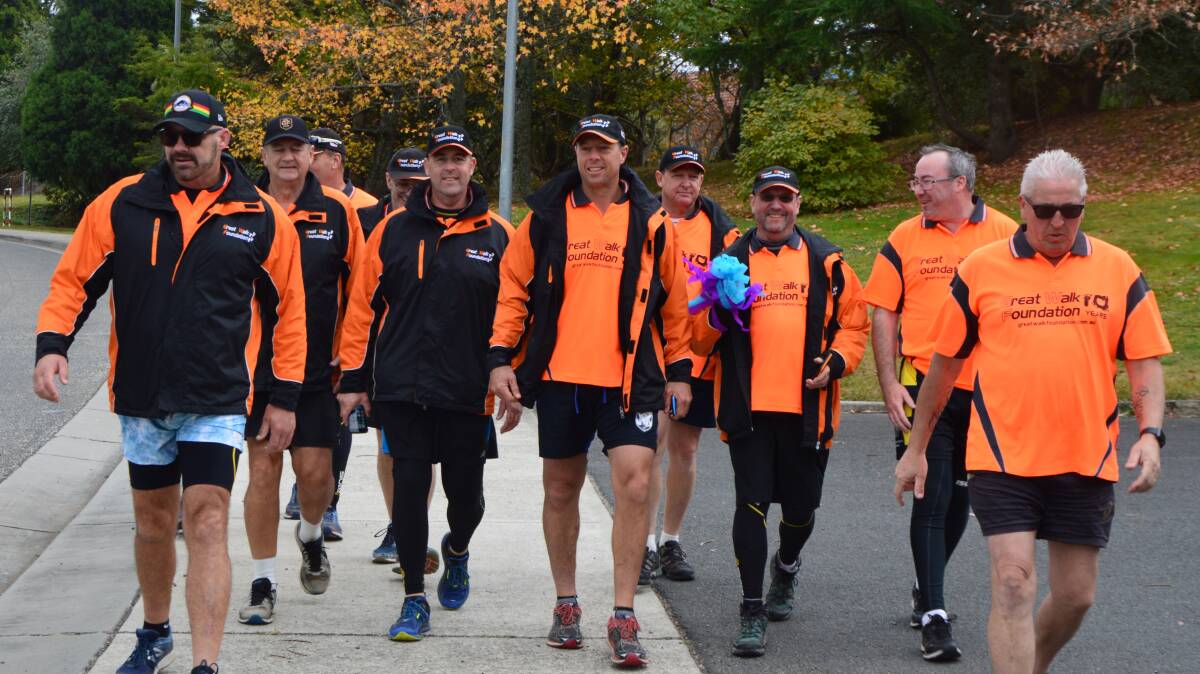 Fundraiser: Some of the Great Walkers arriving at Katoomba Hospital on Friday to make a donation.