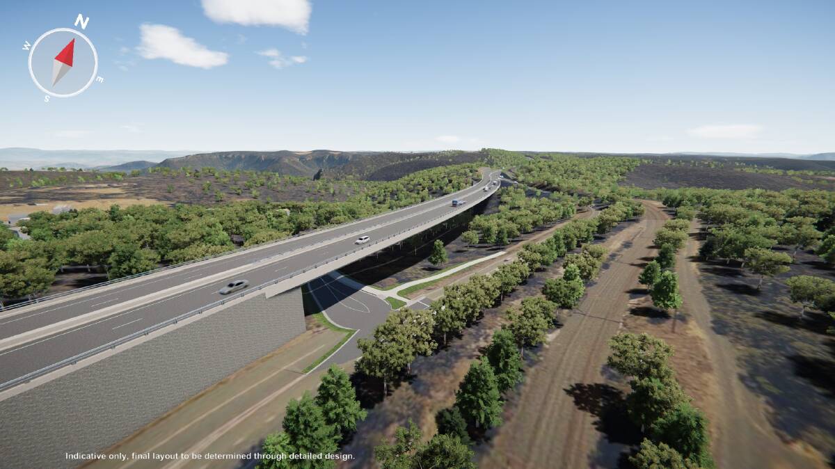 A bridge so far: Transport for NSW plans for expansion of the Great Western Highway. Artists impress of the Explorers Road area at Katoomba.