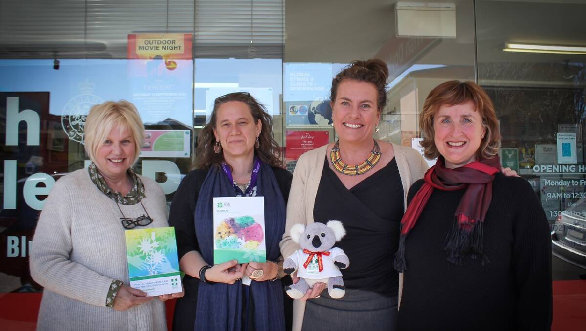 Jane Armstrong (mental health first aid instructor), Imelda Eames (Springwood NC), Trish Doyle (Local Member and ambassador for mental health first aid) and Leah Godfrey (Blackheath Area NC).
