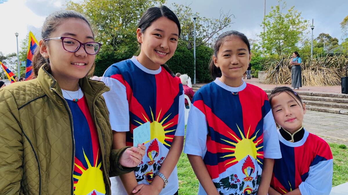Young Katoomba Tibetans at the flag-raising ceremony outside council chambers.