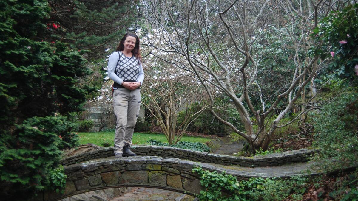 Jessica Lawn at one of the gardens she is responsible for, Ewanrigg at Leura.