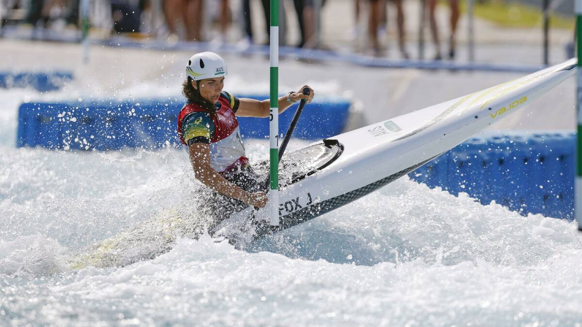Keeping calm: Fox competing in the semi-finals of the C1 canoe slalom. Photo: AP