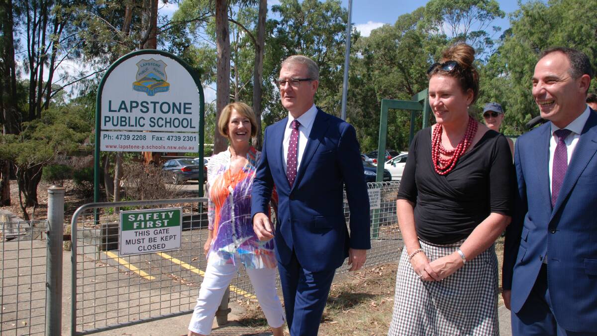 More teachers: Labor candidate for Penrith, Karen McKeown, NSW opposition leader Michael Daley, Blue Mountains MP Trish Doyle and shadow education minister, Jihad Dib at Lapstone.
