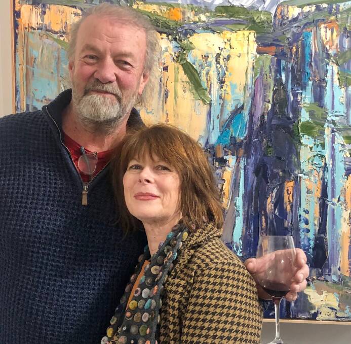 Mountains inspiration: Rowen Matthews and his wife, Catherine Armstrong at the opening of his new exhibition at Day Gallery in Blackheath.
