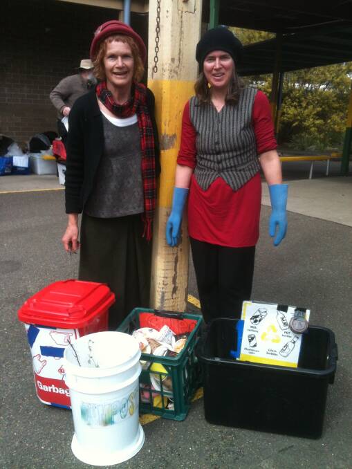 Green: Cr Kerry Brown and Marina Brown sorting waste to reduce landfill at Blackheath.