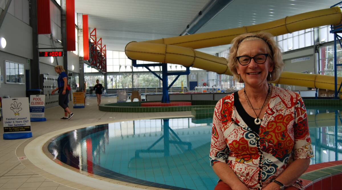 Happier days: Jan Campbell at Springwood Pool after hearing her ozone proposal had been voted most popular in the Mountains in a state government grants project.