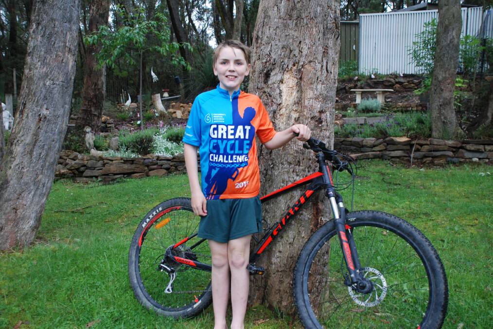 On your bike: Jack Spiller, 12, rode 500 kilometres and raised more than $2000 for cancer research.