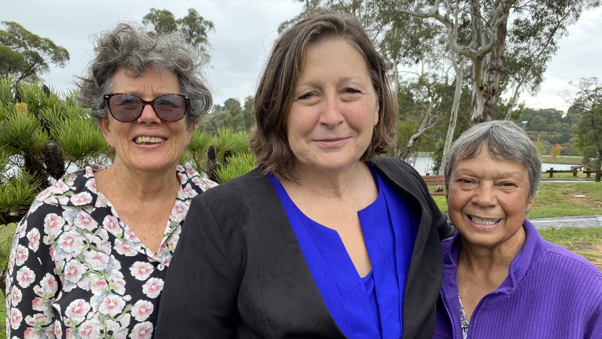 Ward 1 candidate Suzie van Opdorp (centre) with Mary Waterford and Aunty Carol Cooper. 
