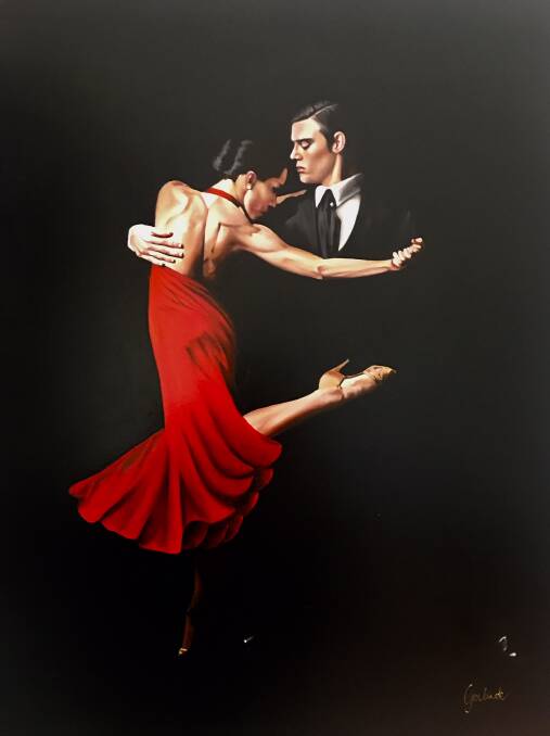 Spanish Dancers (oil on board) by Gerlinde Thomas.