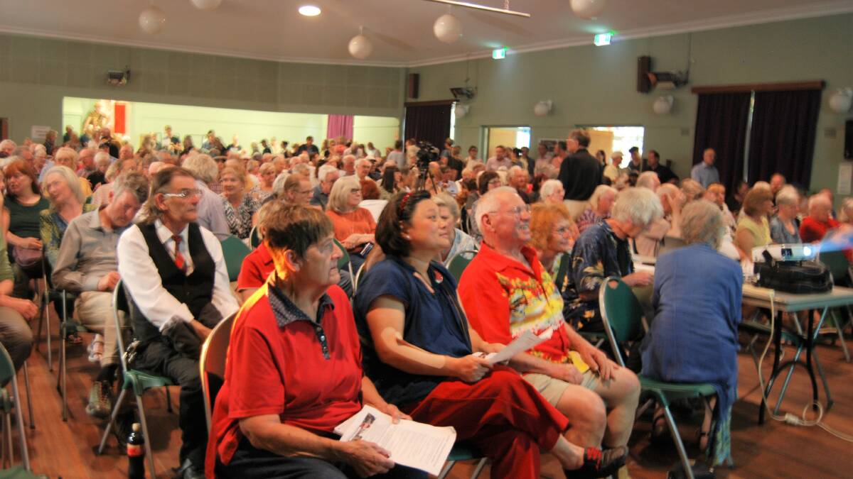 Full house: It was standing room only at Blackheath community hall for the highway meeting last week.