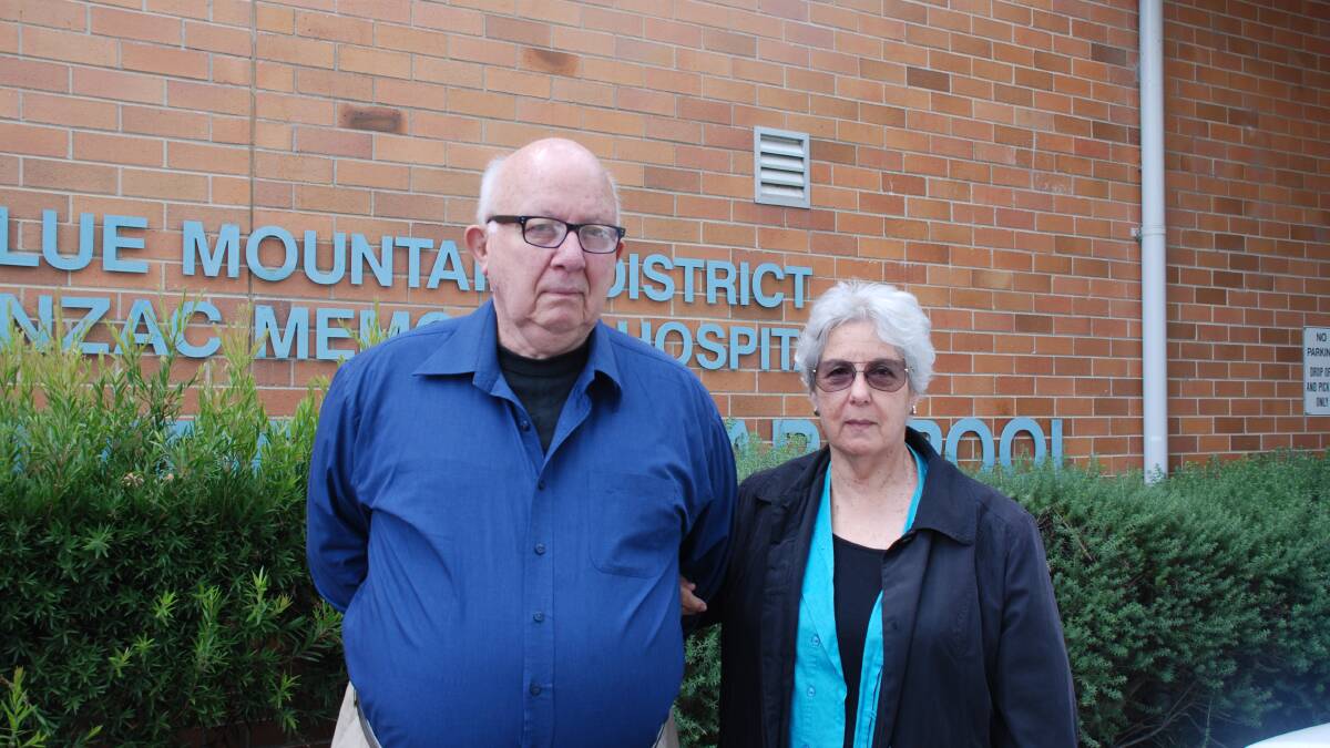 No alternative: John Ekin and Gai Sheridan outside the hydrotherapy pool at Katoomba Hospital. They fear they will be turned away after a bureaucratic reorganisation.