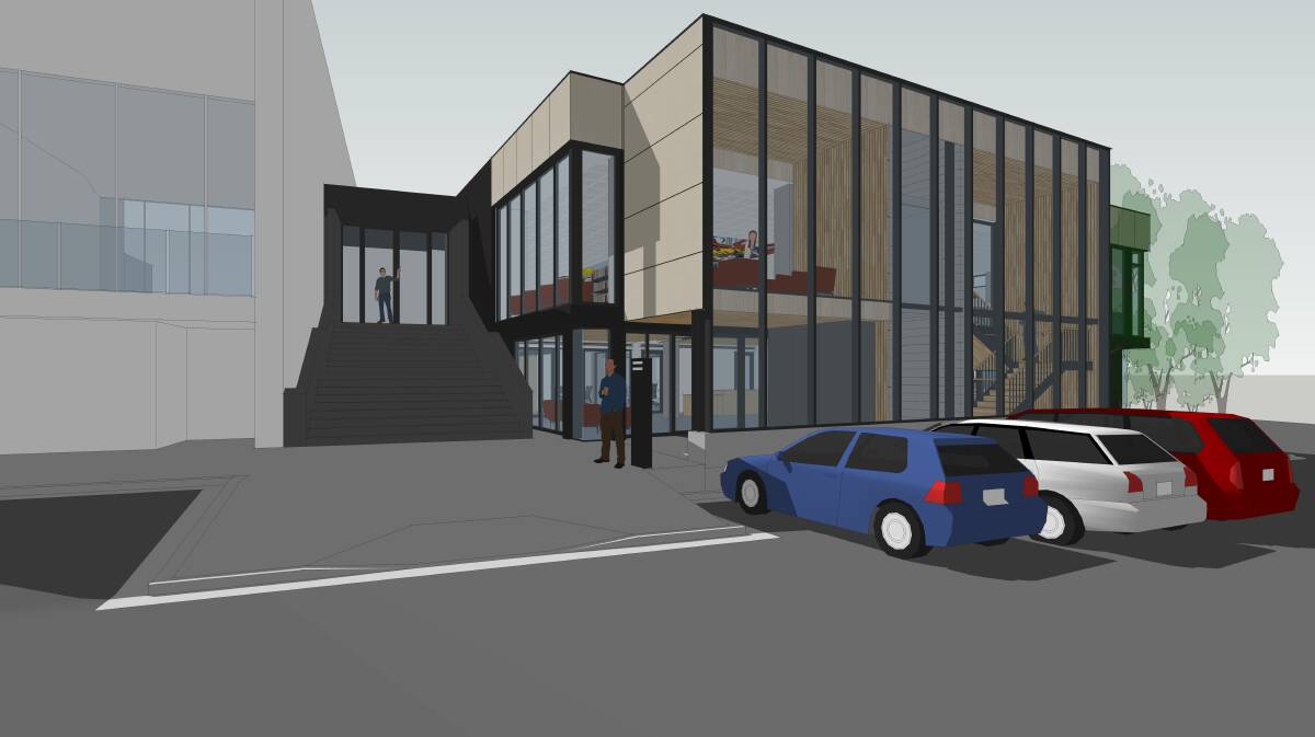 Artist's impression of the new look library as seen from the rear car park.