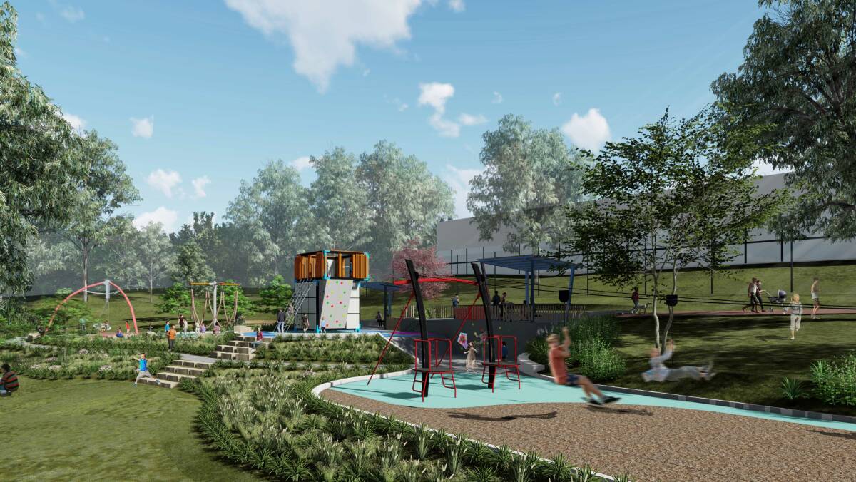 Artist's impressions of the new youth play space at Buttenshaw Park, Springwood.