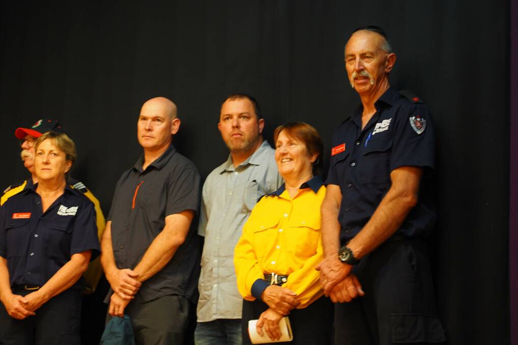 Thank you: Some of the emergency personnel on stage in Blackheath on Saturday. Photo: Trish Davies.