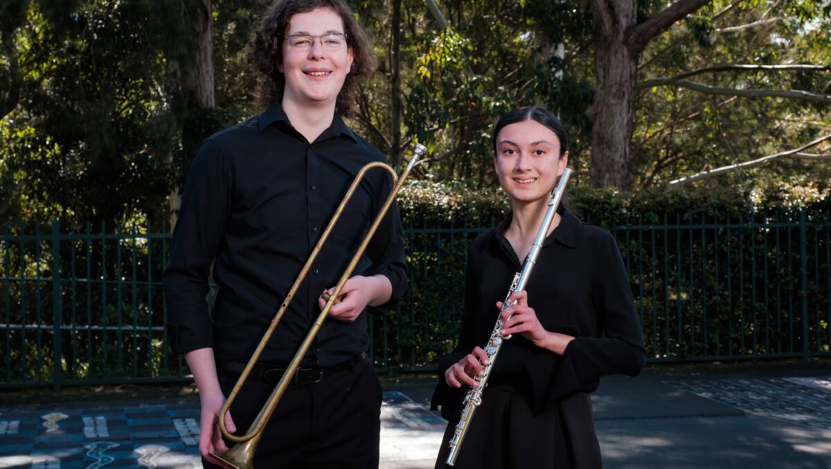 Young musicians: Jude Macarthur of Katoomba and Giulietta Kistan of Warrimoo. Picture by Robert Catto