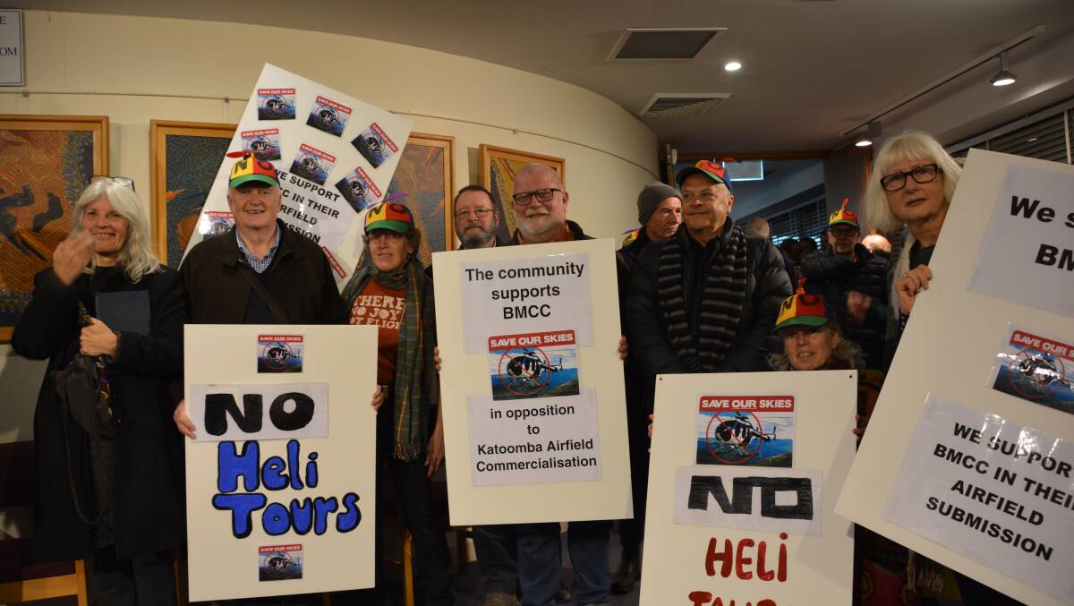 Clear message: Protesters voiced their opinions on the Katoomba Airfield proposals at a council meeting in August 2019.