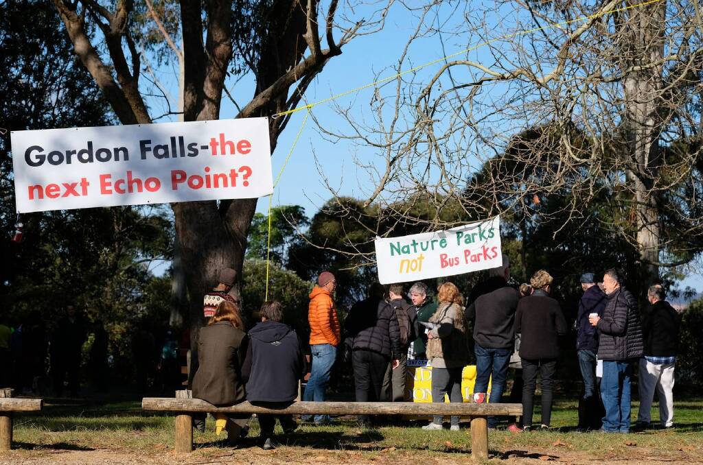 Information day: Locals met in groups of 10 with National Parks staff to learn about plans at Gordon Falls in Leura. Residents are hoping the viewing platform can be redesigned.