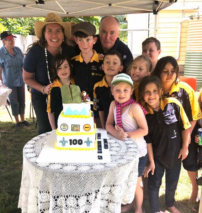Happy birthday: Trish Doyle, MP, with some of the Blackheath Scouts celebrating 100 years.