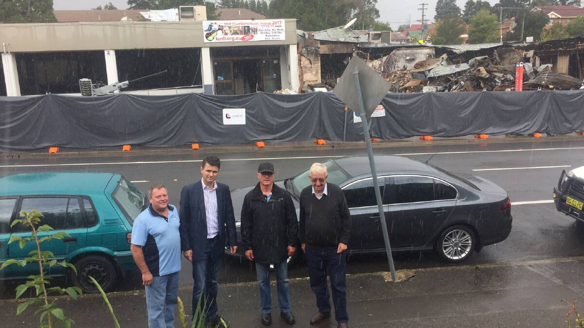 Rebuild assistance: Katoomba RSL Club director Steve Barrett, Shayne Mallard, club president Brian Turner and Cr Kevin Schreiber.