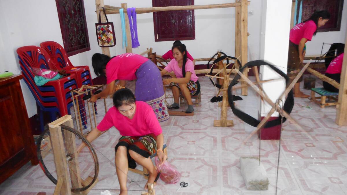Weaving lessons in northern Laos.