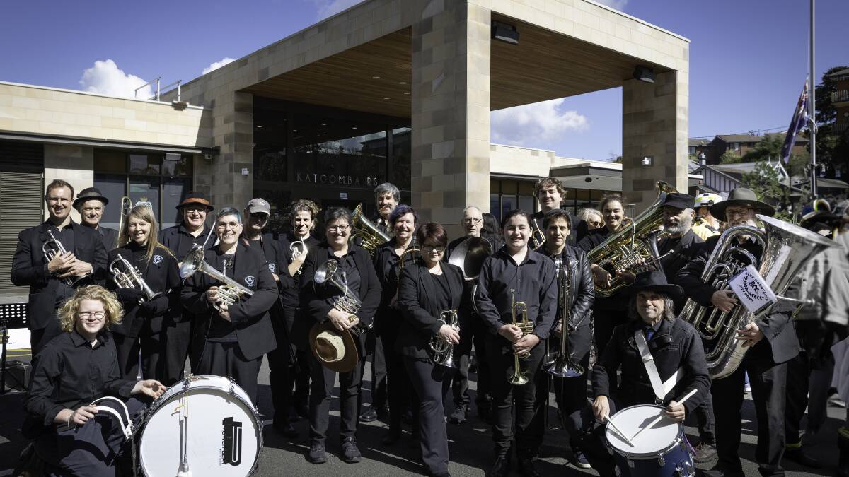 Blue Mountains City Brass Band at last week's Anzac service in Katoomba. Picture Silversalt