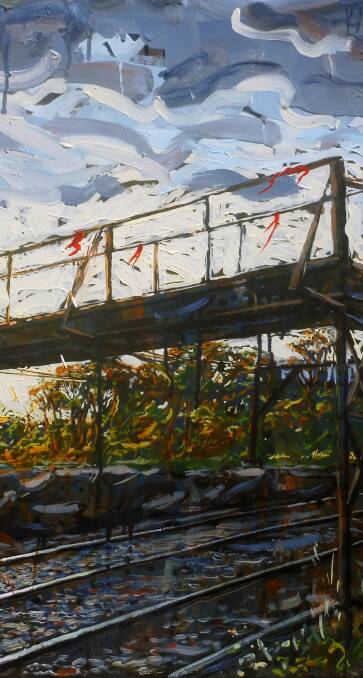 Much loved: An oil painting of the bridge by Woodford artist Rhett Brewer.