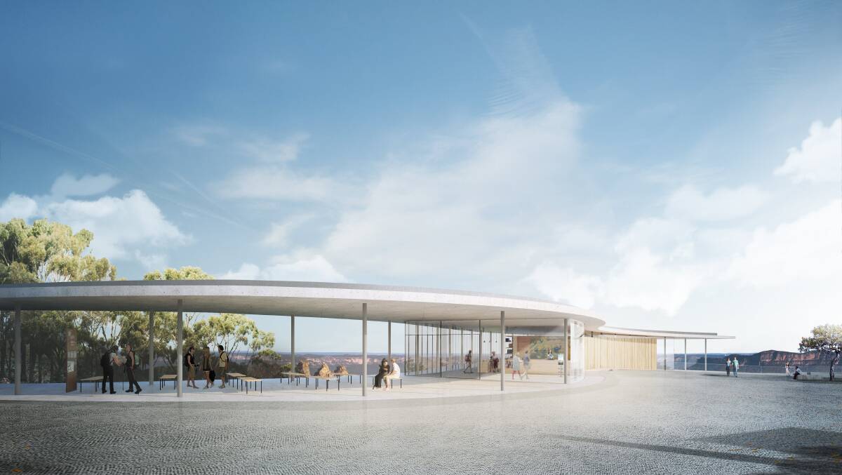 Too costly: Artists impression of the new visitors centre at Echo Point.
