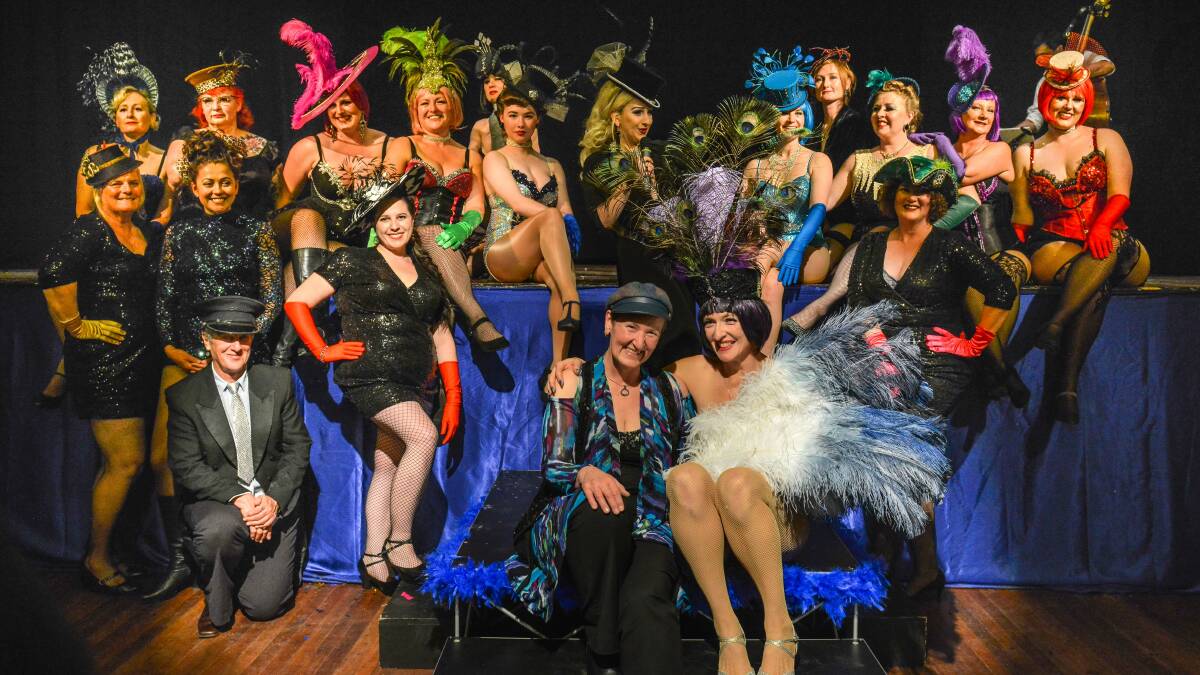 Feathers, frills and fun: The Blue Cabaret will perform in Blackheath on December 15. Headwear by Christine's Millinery. Brigitte Grant Photography