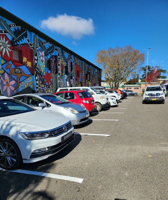 Lines painted in the carpark beside the Victory Antiques Centre in Blackheath in preparation for paid visitor parking. Picture by Jennie Curtin