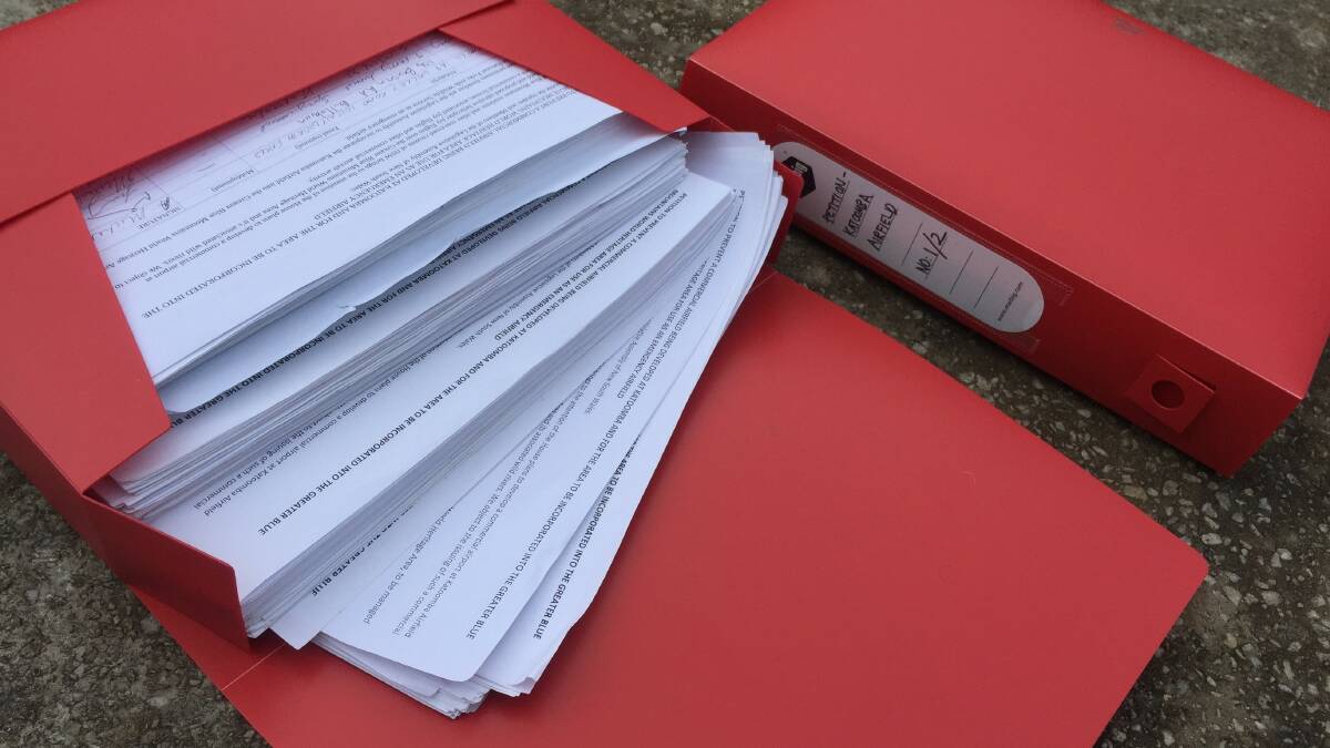 Some of the more than 12,000 signatures against proposals for Katoomba Airfield.