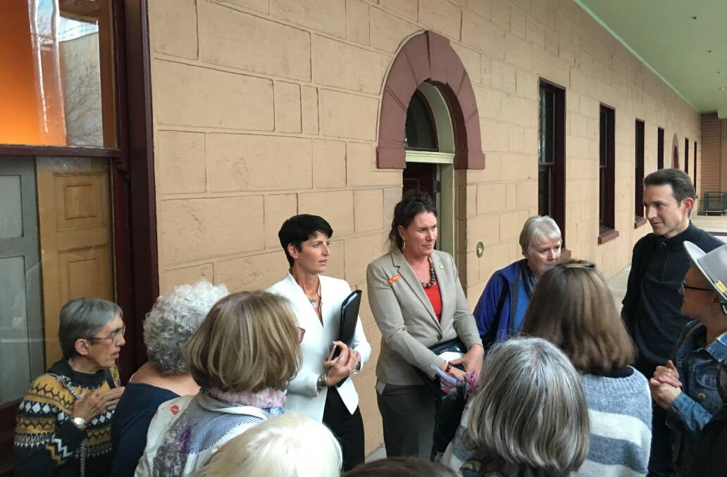Residents with Blue Mountains MP, Trish Doyle, outside NSW parliament.