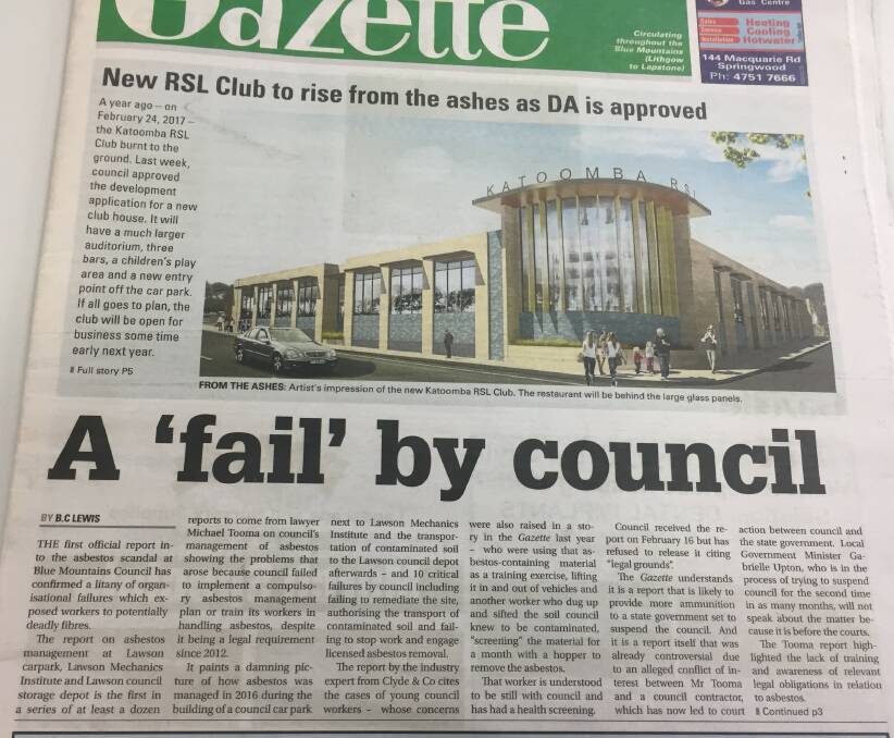 The Gazette's front page on March 7. The community survey was conducted the following week.