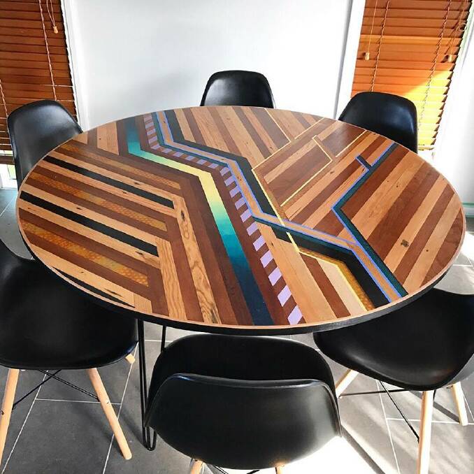 Table manners: A wooden table made by Lawson-based artist Bianca Hayden. 