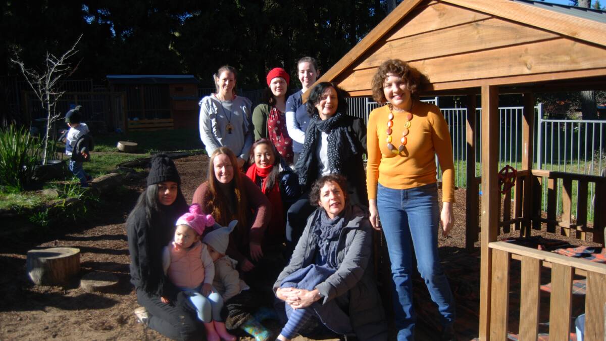 Lisa Rickard (at right) with staff (and children) from Leura Child Care Centre.