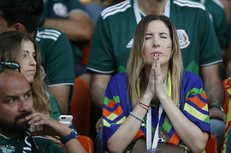 Mexico's supporter gestures during the group F match between Mexico and Sweden. Photo: AP Photo/Eduardo Verdugo