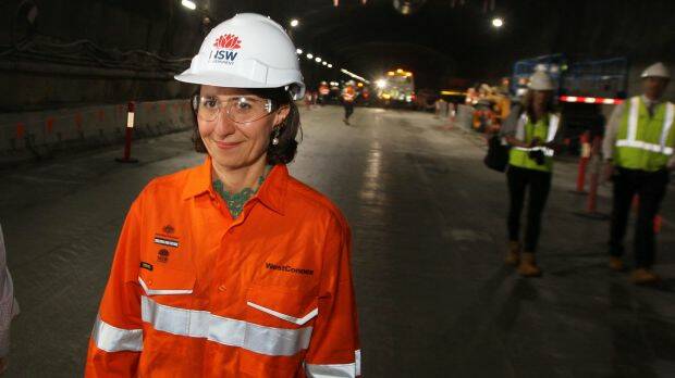 Premier Gladys Berejiklian in one of the twin M4 East tunnels. The government attributes its spending on consultants to its extensive infrastructure program. Photo: Ben Rushton