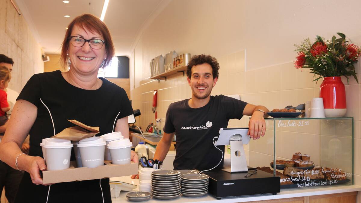 SUPPORT: Cassiopeia needs support from locals to make it a success. Cafe owner Zac Suito is pictured here with Member for Macquarie Susan Templeman MP, who visited the cafe on its opening day. Picture: Supplied