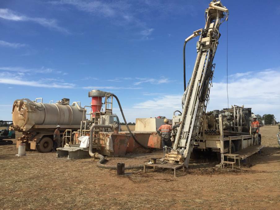 A Catalyst Metals exploration drill working at Mitiamo, near to where new tracts may soon open for gold search tenders. Picture: CATALYST METALS