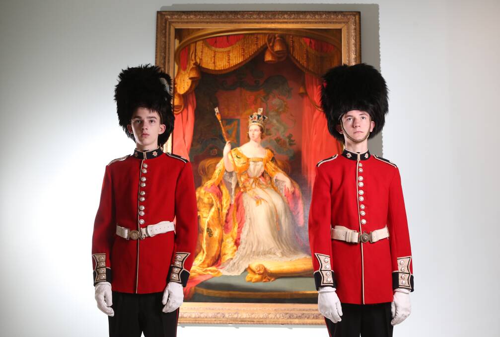 Beefeaters stand guard during the Bendigo Art Gallery's Tudors to Windsors exhibition. Picture: GLENN DANIELS