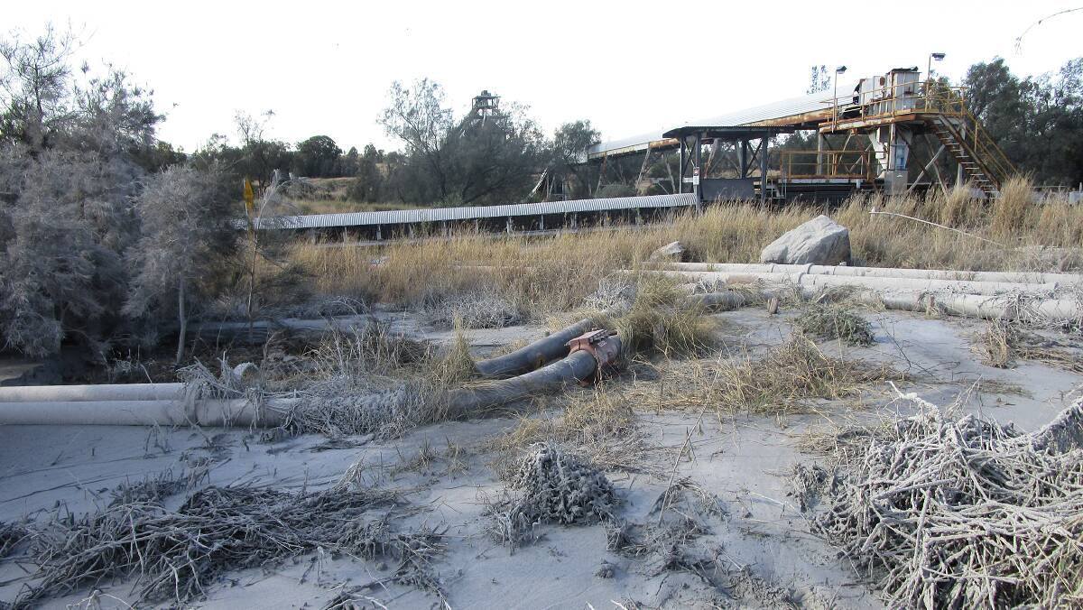 The ash slurry which escaped from the ash transfer pipeline. Picture: NSW EPA