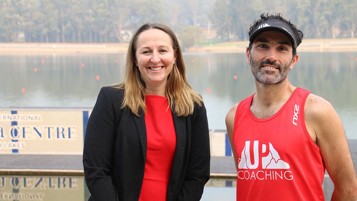 Acting chief executive of the NSW Office of Sport, Karen Jones, and race ambassador and 2018 winner, Brendan Davies, are urging people to enter the Western Sydney Marathon on June 1. 
