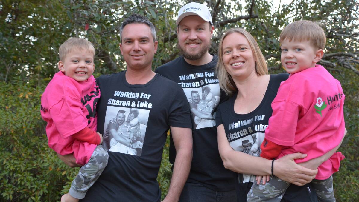 Spreading awareness: Lee Dickens, Luke Zammit and Kirsty Dickens with Cody and Vincent Dickens, aged 4. They're fundraising for Huntington's disease and the Walk 4 Hope.  