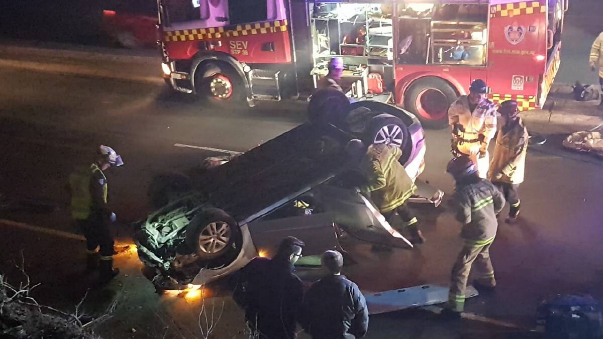 Highway crash: The accident at Springwood on July 11. Photo: Top Notch Video