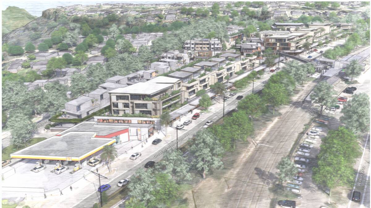 The original artist's impression of possible changes to Blaxland's retail precinct, which went on public exhibition in late 2018.