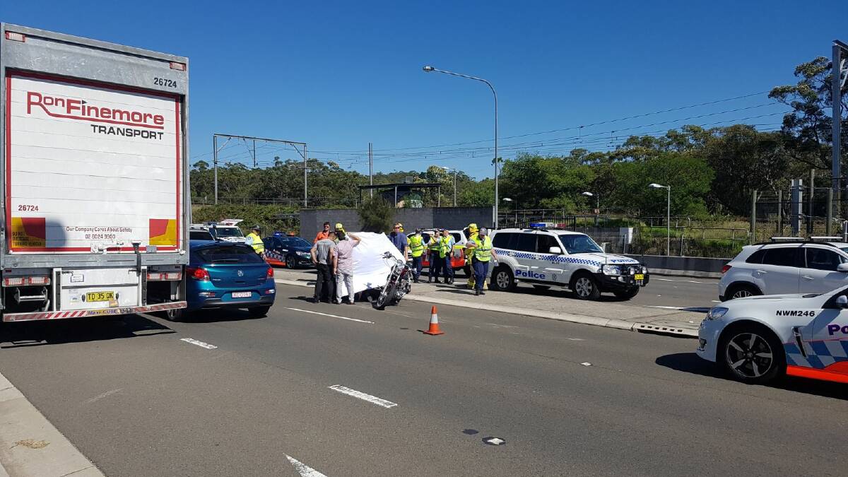 The accident on the Great Western Highway at Lawson on Thursday morning. Photo: Top Notch Video