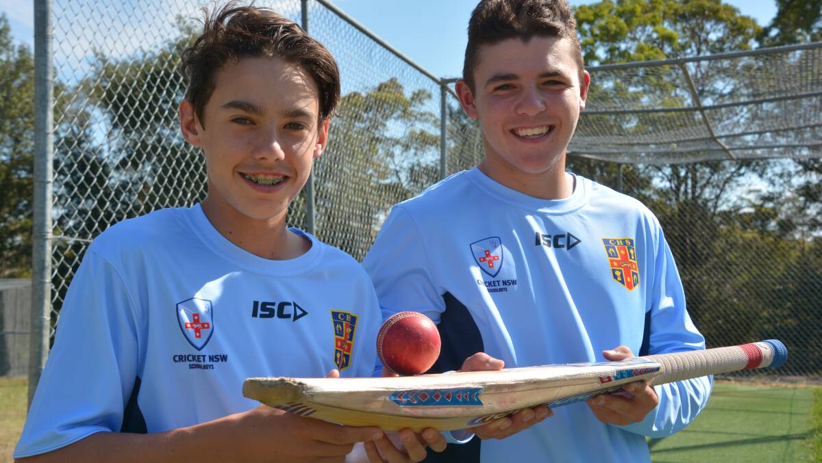 Boys in blue: Cricketers Ben Tracey and Ryley Smith are representing NSW at the School Sport Australia National Championships in Queensland.