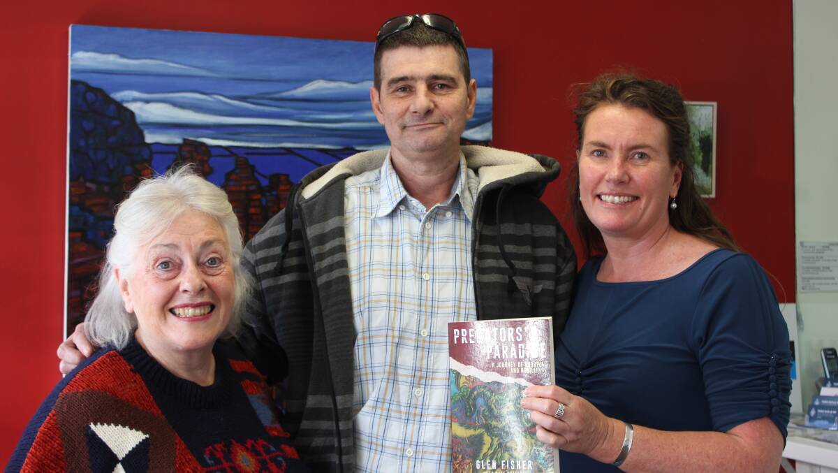 Inspiring others to survive abuse: Predators' Paradise editor Kate Shayler with author Glen Fisher and Blue Mountains MP Trish Doyle. 